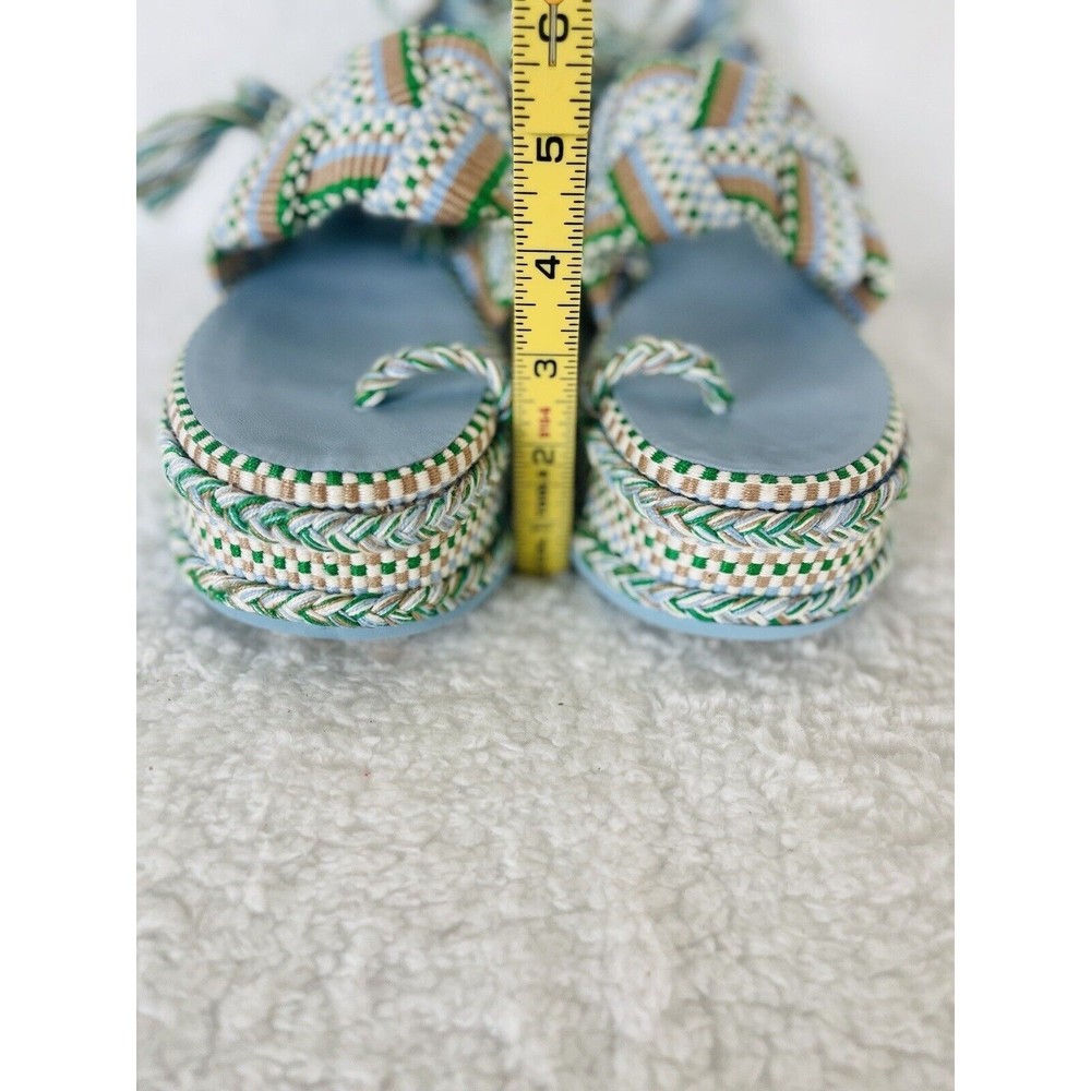 Anthropologie Braided Platform Sandals in Green and White - Picture 8 of 14